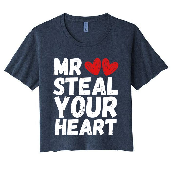 Funny Mr Steal Your Heart Valentines Day Boy Women's Crop Top Tee