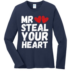 Funny Mr Steal Your Heart Valentines Day Boy Ladies Long Sleeve Shirt