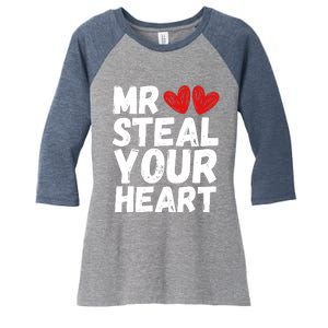 Funny Mr Steal Your Heart Valentines Day Boy Women's Tri-Blend 3/4-Sleeve Raglan Shirt