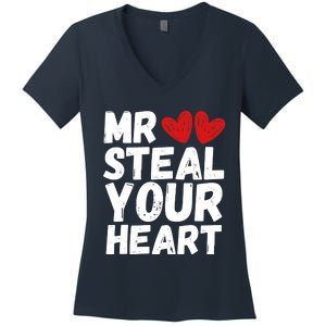 Funny Mr Steal Your Heart Valentines Day Boy Women's V-Neck T-Shirt