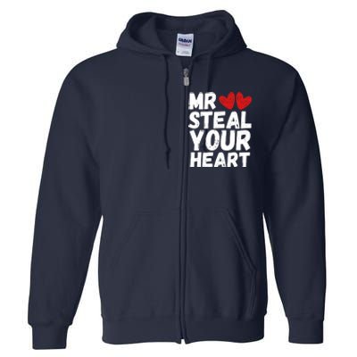 Funny Mr Steal Your Heart Valentines Day Boy Full Zip Hoodie