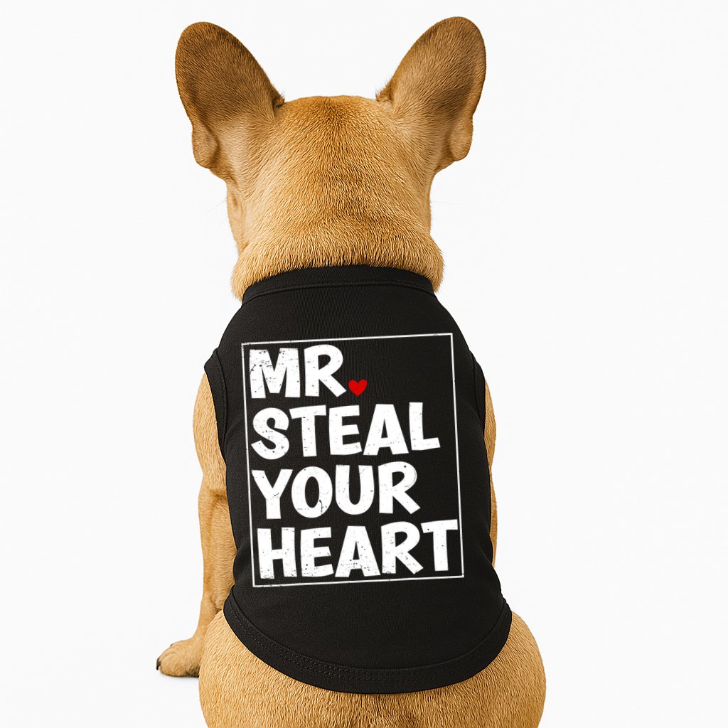 Funny Mr Steal Your Heart Valentines Day Doggie Tank