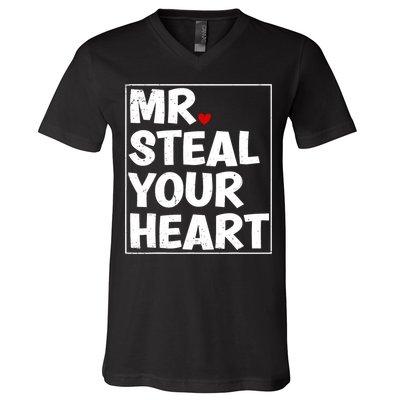 Funny Mr Steal Your Heart Valentines Day V-Neck T-Shirt