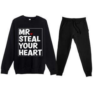 Funny Mr Steal Your Heart Valentines Day Premium Crewneck Sweatsuit Set