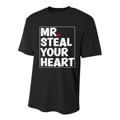 Funny Mr Steal Your Heart Valentines Day Youth Performance Sprint T-Shirt