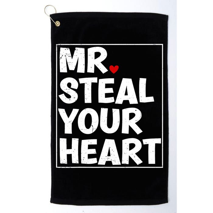 Funny Mr Steal Your Heart Valentines Day Golf Towel