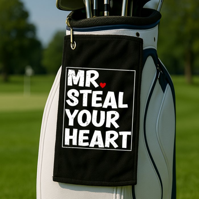 Funny Mr Steal Your Heart Valentines Day Golf Towel