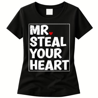 Funny Mr Steal Your Heart Valentines Day Womens T-Shirt