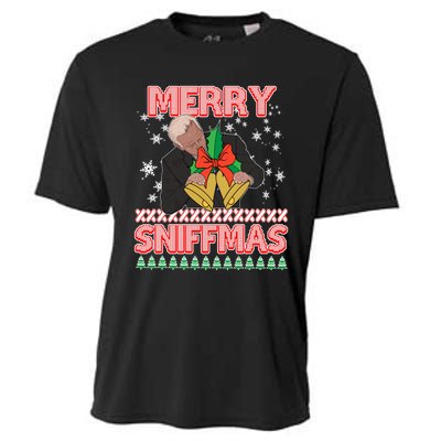 Funny Merry Sniffmas Xmas Anti Biden Ugly Christmas Cooling Performance Crew T-Shirt