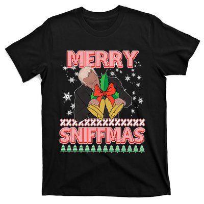 Funny Merry Sniffmas Xmas Anti Biden Ugly Christmas T-Shirt