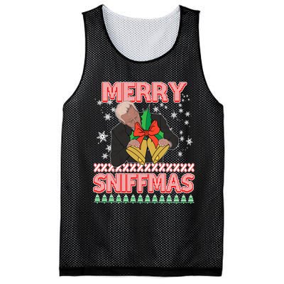 Funny Merry Sniffmas Xmas Anti Biden Ugly Christmas Mesh Reversible Basketball Jersey Tank