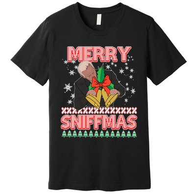 Funny Merry Sniffmas Xmas Anti Biden Ugly Christmas Premium T-Shirt