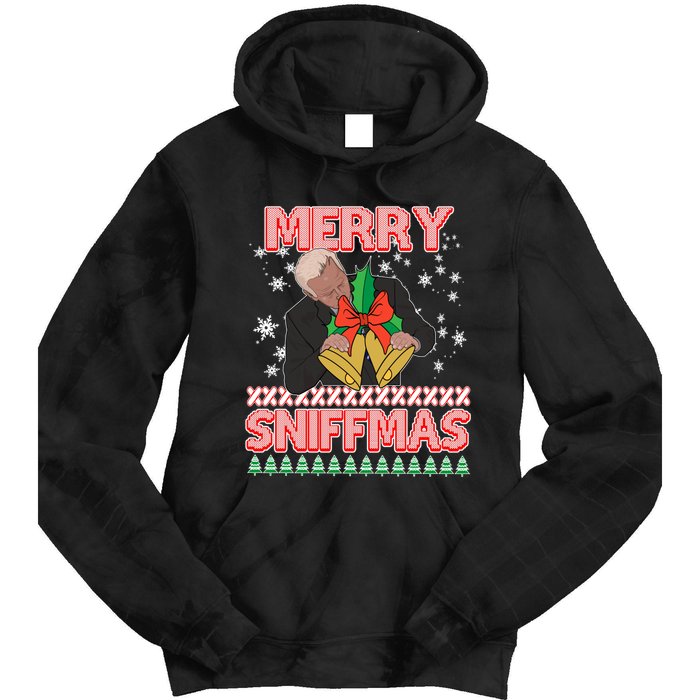 Funny Merry Sniffmas Xmas Anti Biden Ugly Christmas Tie Dye Hoodie