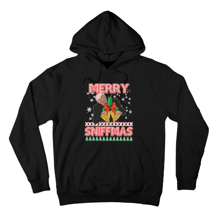 Funny Merry Sniffmas Xmas Anti Biden Ugly Christmas Tall Hoodie