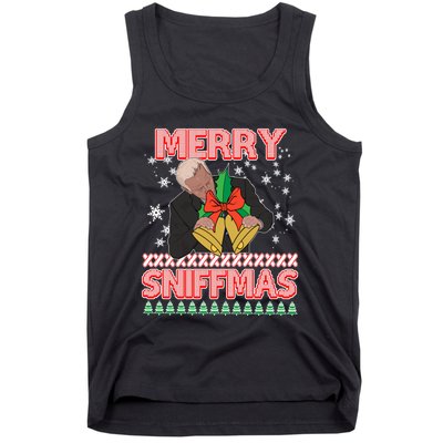 Funny Merry Sniffmas Xmas Anti Biden Ugly Christmas Tank Top