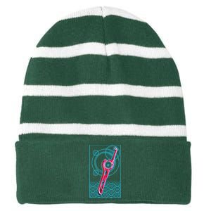 Futuristic Monado Sword Striped Beanie with Solid Band