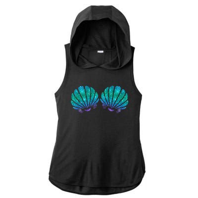 funny Mermaid Sea Shell Bra Costume Ladies PosiCharge Tri-Blend Wicking Draft Hoodie Tank