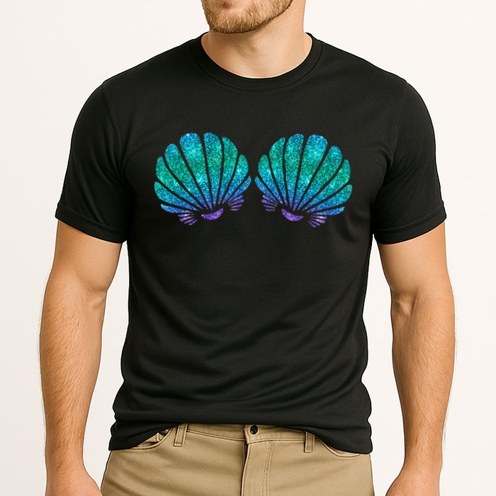 funny Mermaid Sea Shell Bra Costume Cooling Performance Crew T-Shirt