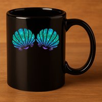 funny Mermaid Sea Shell Bra Costume 11oz C Handle Ceramic Mug