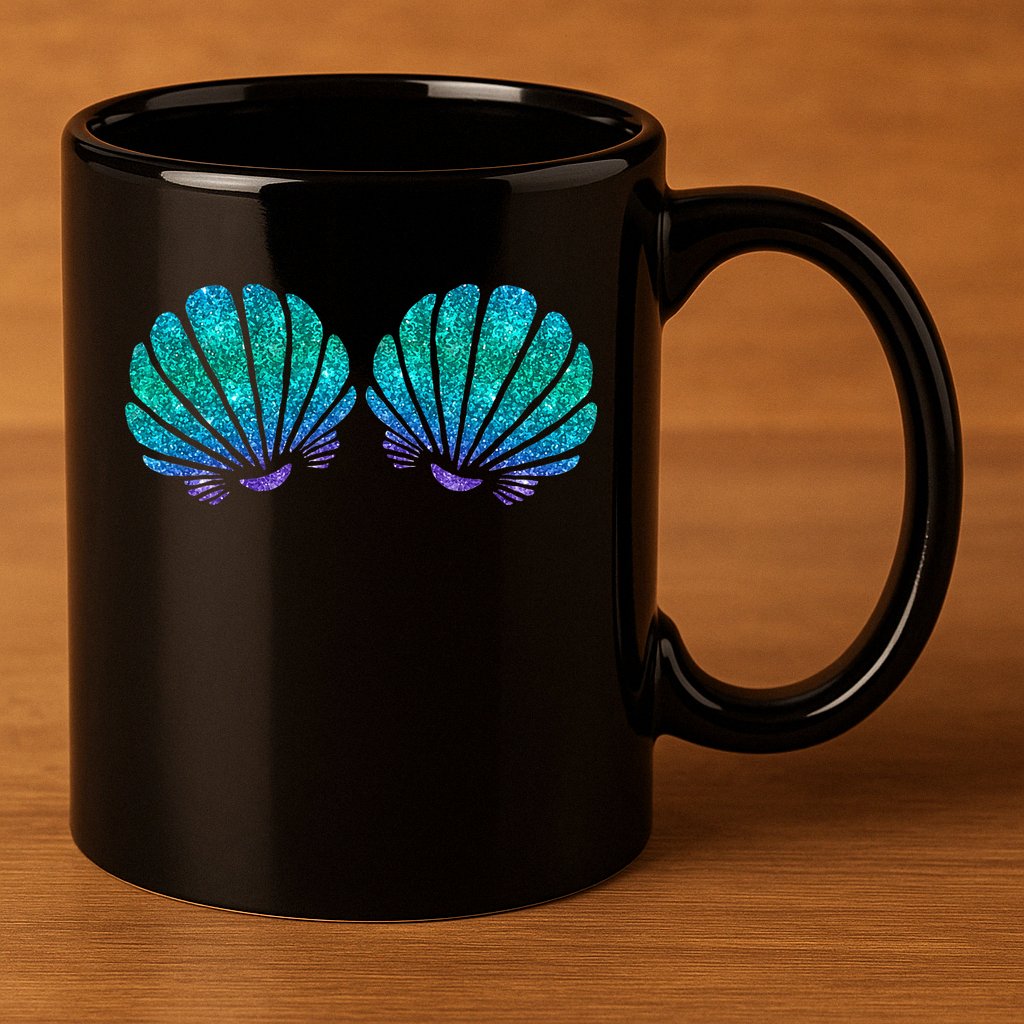 funny Mermaid Sea Shell Bra Costume 11oz C Handle Ceramic Mug