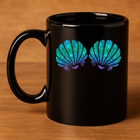 funny Mermaid Sea Shell Bra Costume 11oz C Handle Ceramic Mug
