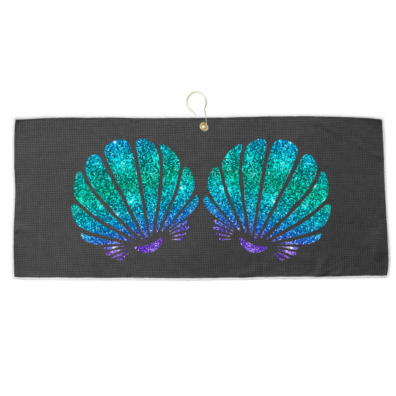 funny Mermaid Sea Shell Bra Costume Large Microfiber Waffle Golf Towel
