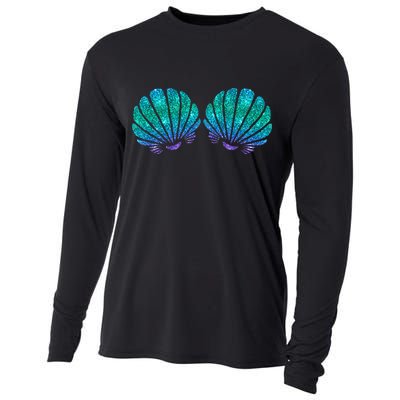 funny Mermaid Sea Shell Bra Costume Cooling Performance Long Sleeve Crew