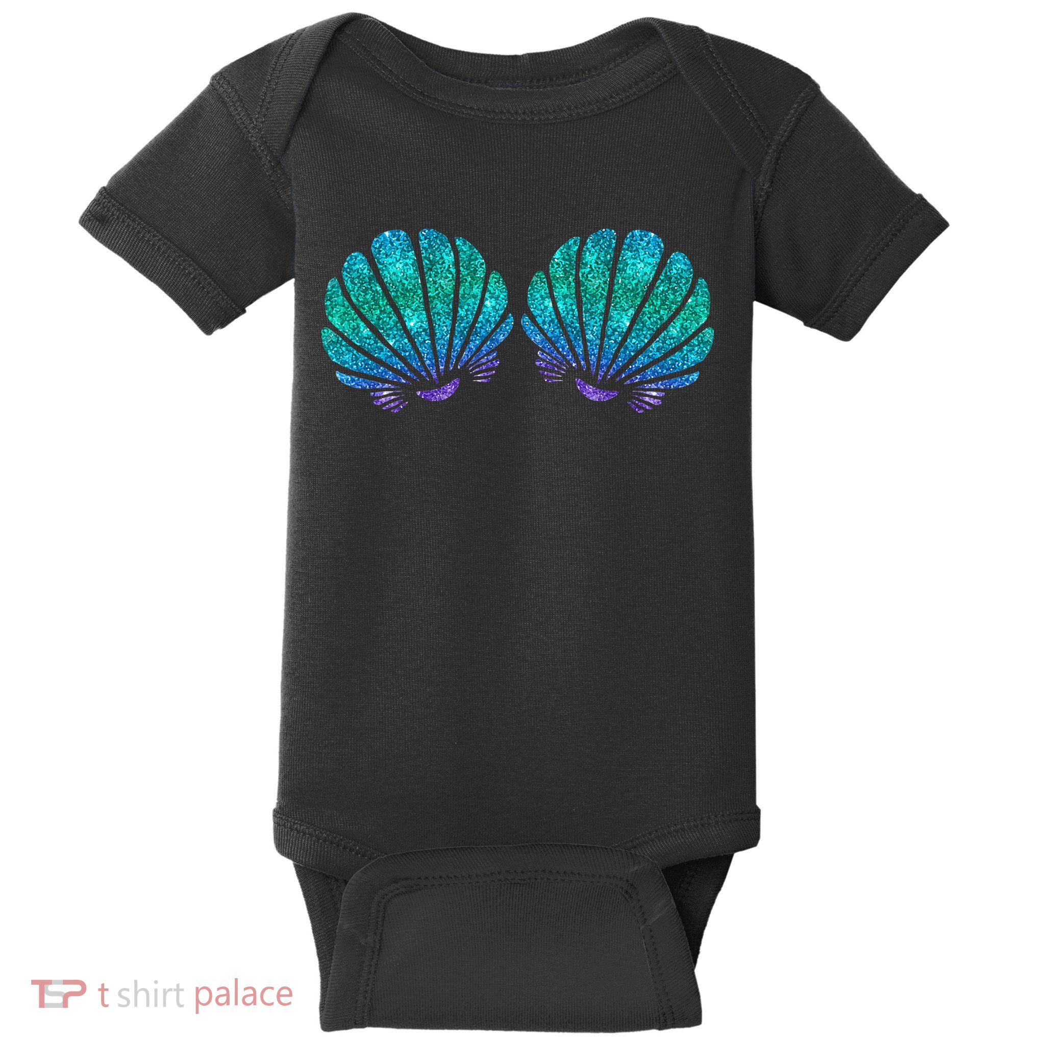 funny Mermaid Sea Shell Bra Costume Baby Bodysuit