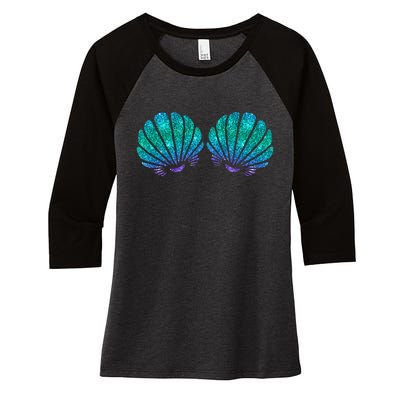 funny Mermaid Sea Shell Bra Costume Women's Tri-Blend 3/4-Sleeve Raglan Shirt