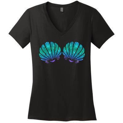 funny Mermaid Sea Shell Bra Costume Women's V-Neck T-Shirt