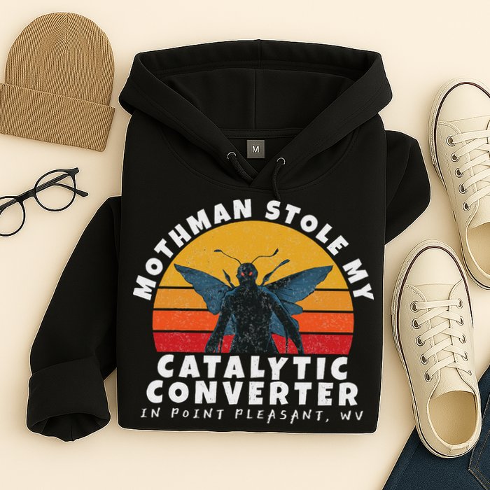 Funny Mothman Stole My Catalytic Converter Mothman Cryptid Hoodie