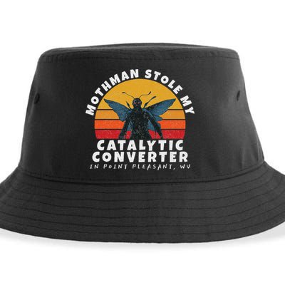 Funny Mothman Stole My Catalytic Converter Mothman Cryptid Sustainable Bucket Hat