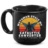 Funny Mothman Stole My Catalytic Converter Mothman Cryptid 15oz Campfire Ceramic Mug