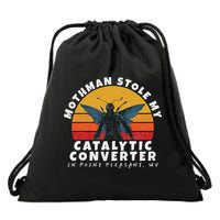 Funny Mothman Stole My Catalytic Converter Mothman Cryptid Drawstring Bag
