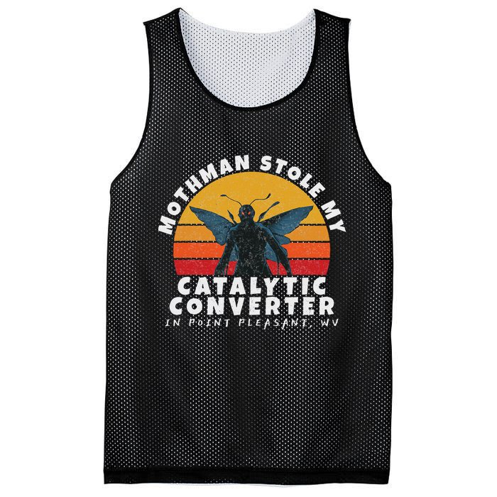 Funny Mothman Stole My Catalytic Converter Mothman Cryptid Mesh Reversible Basketball Jersey Tank