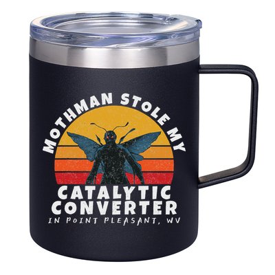 Funny Mothman Stole My Catalytic Converter Mothman Cryptid 12oz Stainless Steel Coffee Mug