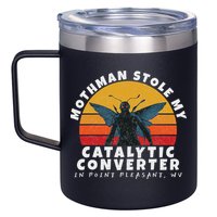 Funny Mothman Stole My Catalytic Converter Mothman Cryptid 12oz Stainless Steel Coffee Mug
