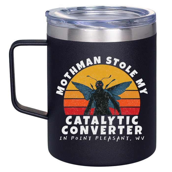Funny Mothman Stole My Catalytic Converter Mothman Cryptid 12oz Stainless Steel Coffee Mug