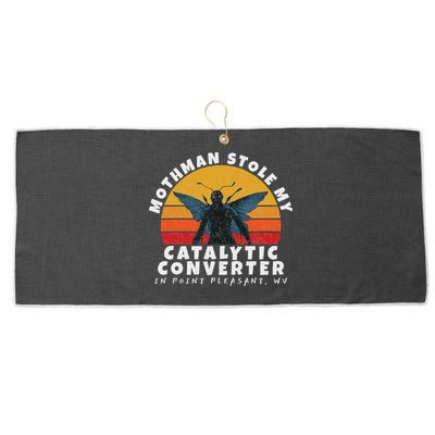 Funny Mothman Stole My Catalytic Converter Mothman Cryptid Large Microfiber Waffle Golf Towel