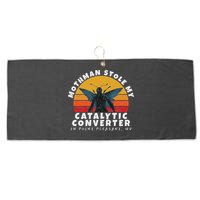 Funny Mothman Stole My Catalytic Converter Mothman Cryptid Large Microfiber Waffle Golf Towel