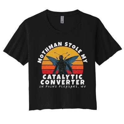 Funny Mothman Stole My Catalytic Converter Mothman Cryptid Crop Top