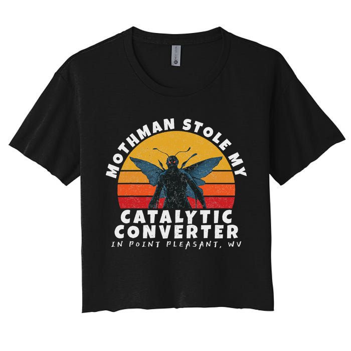Funny Mothman Stole My Catalytic Converter Mothman Cryptid Crop Top