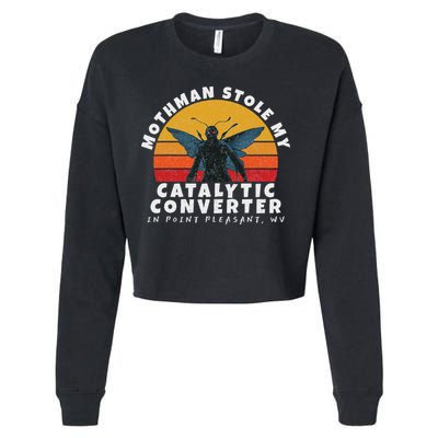 Funny Mothman Stole My Catalytic Converter Mothman Cryptid Cropped Pullover Crew
