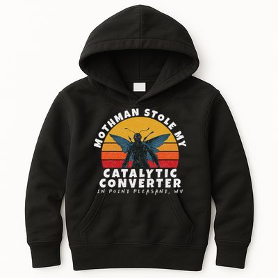 Funny Mothman Stole My Catalytic Converter Mothman Cryptid Kids Hoodie