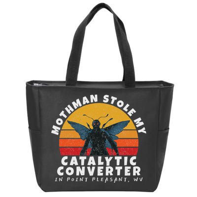 Funny Mothman Stole My Catalytic Converter Mothman Cryptid Zip Tote Bag