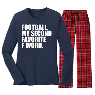 Football My Second Favorite F Word Women's Long Sleeve Flannel Pajama Set 