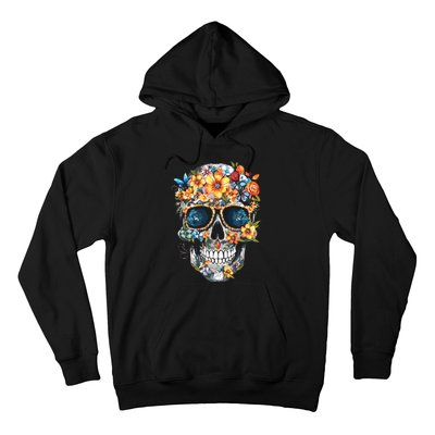 Floral Mexican Skull Day Of The Dead Dia De Muertos Hoodie