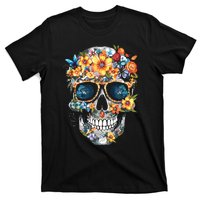 Floral Mexican Skull Day Of The Dead Dia De Muertos T-Shirt