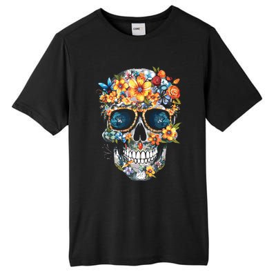 Floral Mexican Skull Day Of The Dead Dia De Muertos Tall Fusion ChromaSoft Performance T-Shirt