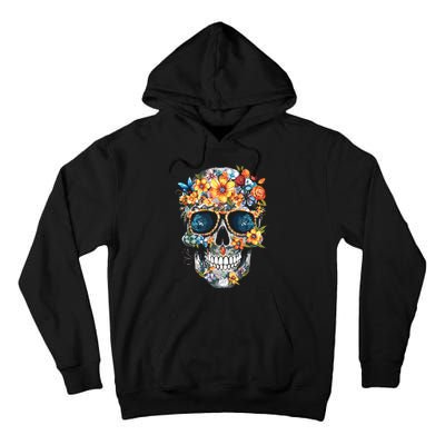 Floral Mexican Skull Day Of The Dead Dia De Muertos Tall Hoodie